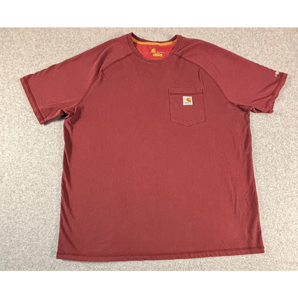 Carhartt Pocket T Shirt Mens XL Relaxed Fit Red Workwear Logo‎ Short Sleeve